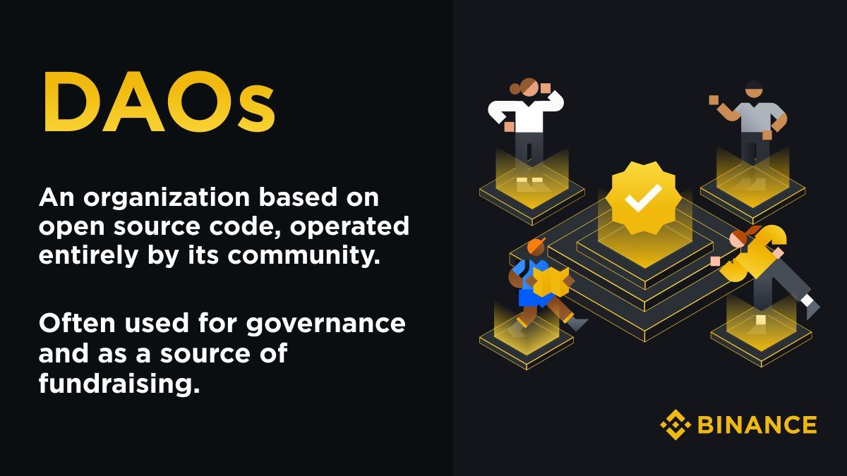 binance's tweet image. Let&apos;s talk DAOs.

Whether it’s for governance or investment funding, DAOs can be an effective option for creating an organisation in crypto.

Learn more ➡️ academy.binance.com/en/articles/de…