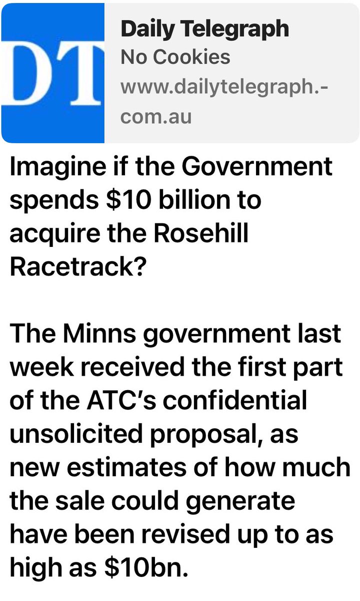 So NSW doesnt have the money for police, nurses, teachers, ambulance, parks, koalas etc etc but has 10 BILLION to buy Rosehill Racecourse for developers?

That doesnt include the massive remediation bill for asbestos etc

@chris_minnsmp 🤡🤡🤡 #nswpol