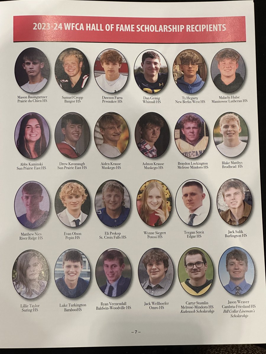 The WFCA is very proud to support the sons and daughters of member coaches with WFCA Hall of Fame scholarships each year.