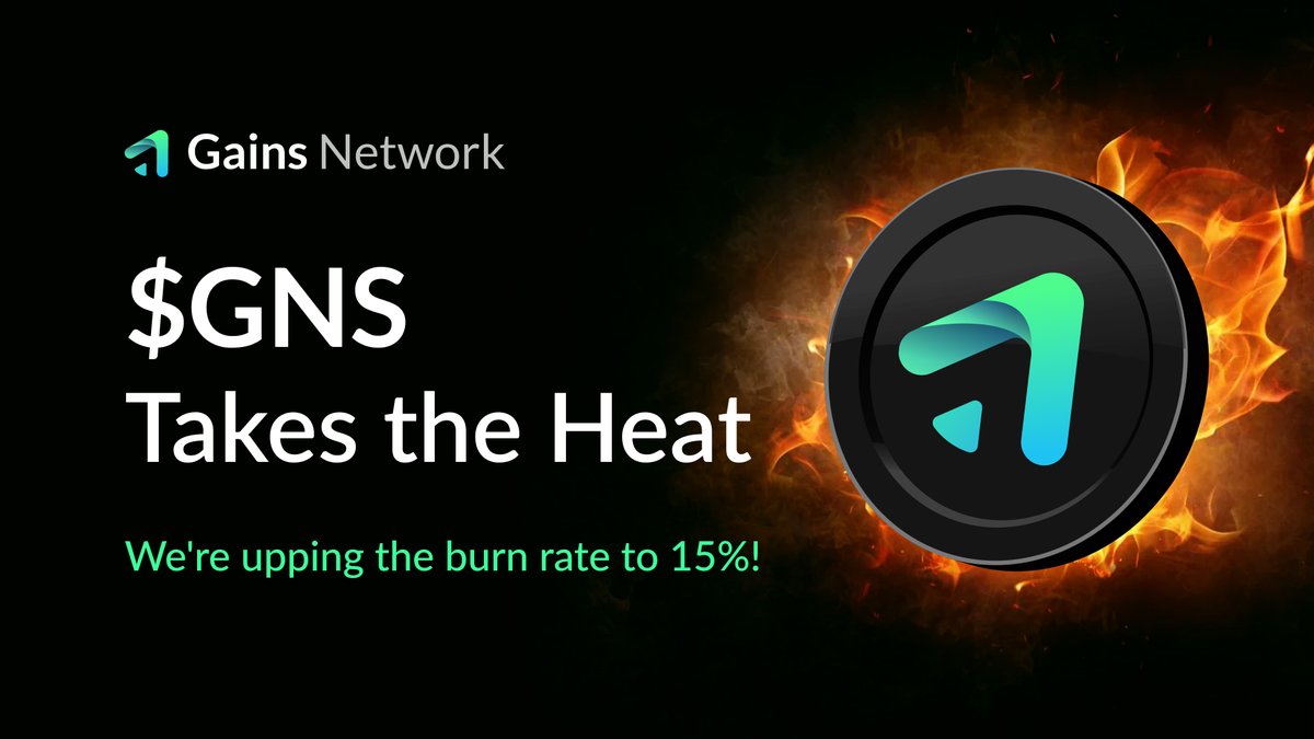 🔥 Burn, baby, burn! 🔥 As a core component of the $GNS deflationary model, we're excited to announce that we've boosted the burn rate to 15% on Arbitrum for $DAI trades, which means: 👉 15% from traders' losses will be used to buy back and burn $GNS