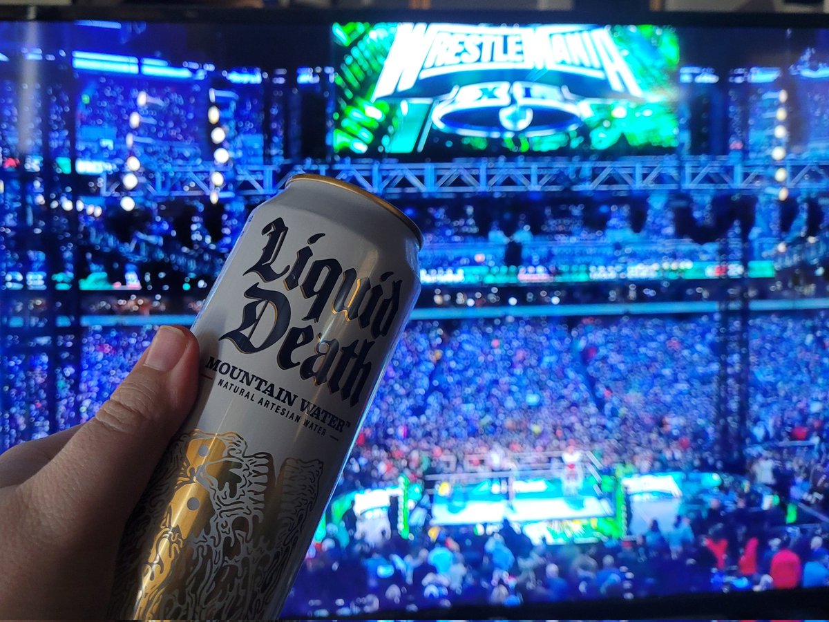 Grab a drink, lads. It's time for #WrestleMania @LiquidDeath