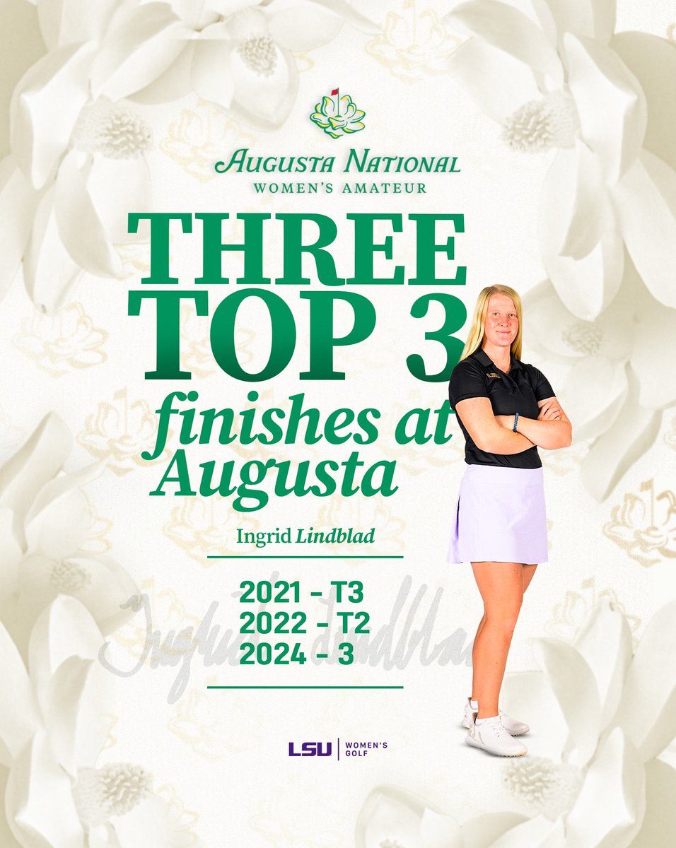 The only player with three Top 3 finishes at the ANWA. When Ingrid plays Augusta National, she’s always a contender. #ANWAgolf  | @iingridlindblad