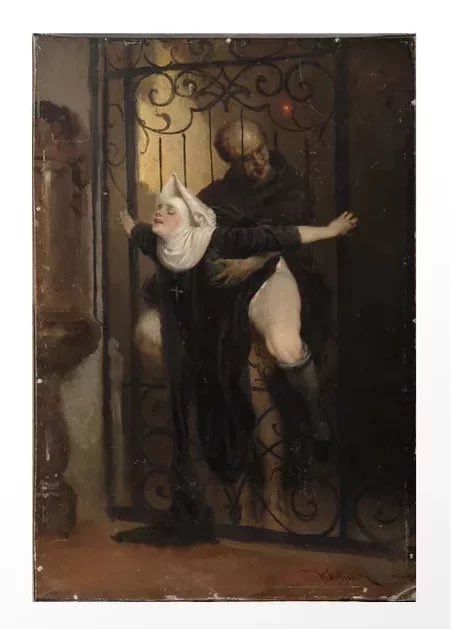 Because someone hid my reply on a post about “not sexualising nuns” (humans have a wonderful history of ‘ruining’ religious perceived purity) reposting this because contemporary puritan culture can suck it. “The Sin” by Heinrich Lossow c. 1880