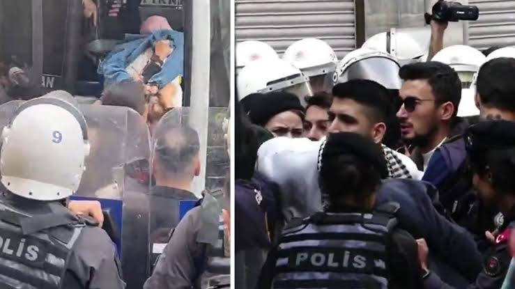 benim başörtülü kardeşlerime polisleriniz tarafından saldırdınız, israil karşıtı protesto yaptığı için dövtürttünüz ve tutuklattınız.