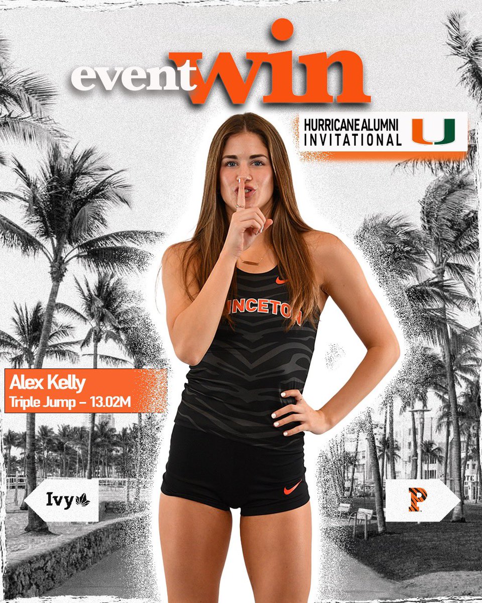 Silencing the competition! ⚡️ Alex Kelly takes first place at the Hurricane Alumni Invitational in women’s triple jump with a jump of 13.02M / 42-8 3/4. ⭐️🌴 Close behind is Georgina Scoot finishing in second place with a jump of 12.84M / 42-1 1/2! 🐅 #GoTigers