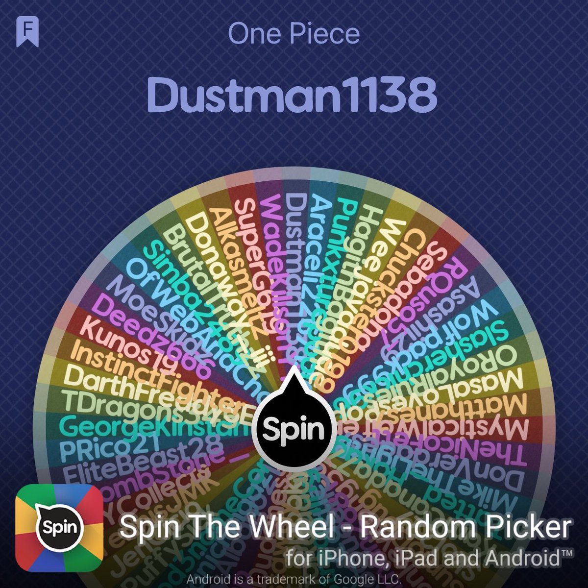 We got a winner !!!!!! @dustmans1138 Slide into my DMs so I can get your addy out ! #MentalHealthMatters #FunkoFamily I rolled Dustman1138 in One Piece ! #SpinTheWheelApp #spinthewheel 👉 spinthewheel.app/download