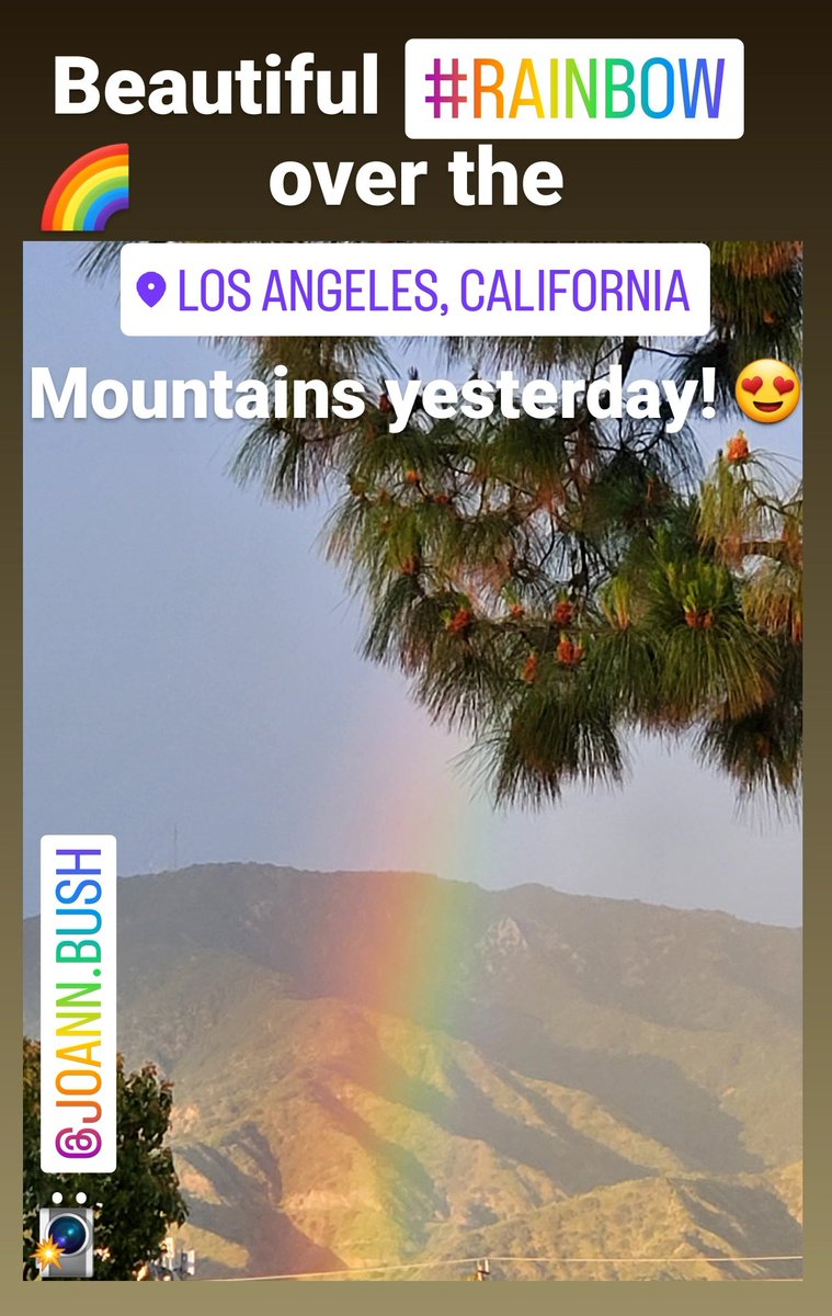 #Beautiful 😍 #Rainbow 🌈 over the #Mountains ⛰️ of #LaLaLand 🌴, after the #Rain ☔ we had earlier this week! 😀

Did you see it, too? 🤔

Pic : #JamminJo / #JoAnnBush 2024 📸

#LosAngeles #CA #SoCal #somewhereovertherainbow 🌈 #Weather 🌧️