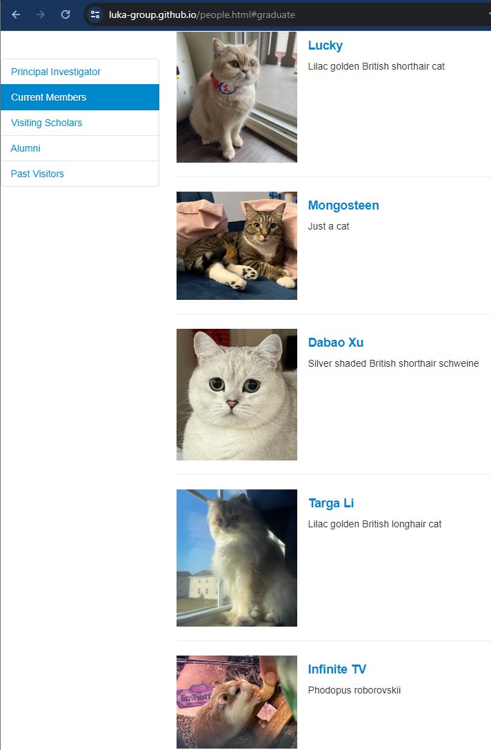 Inspired by our UMN friend <a href="/yaoyichiang/">Yaoyi Chiang</a>, we just decided to list our animal staff on our lab website: luka-group.github.io/people.html