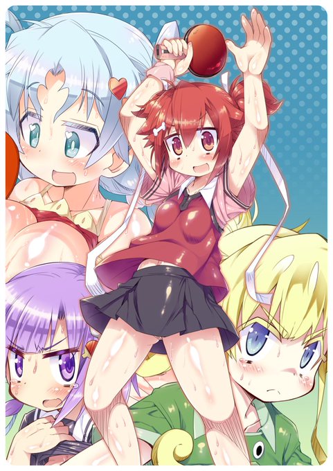 卓球娘 REBURN!!からの新メインキャラ集合絵を今回のペーパー用に描いた絵と前回のをあわせてつくってみました! 