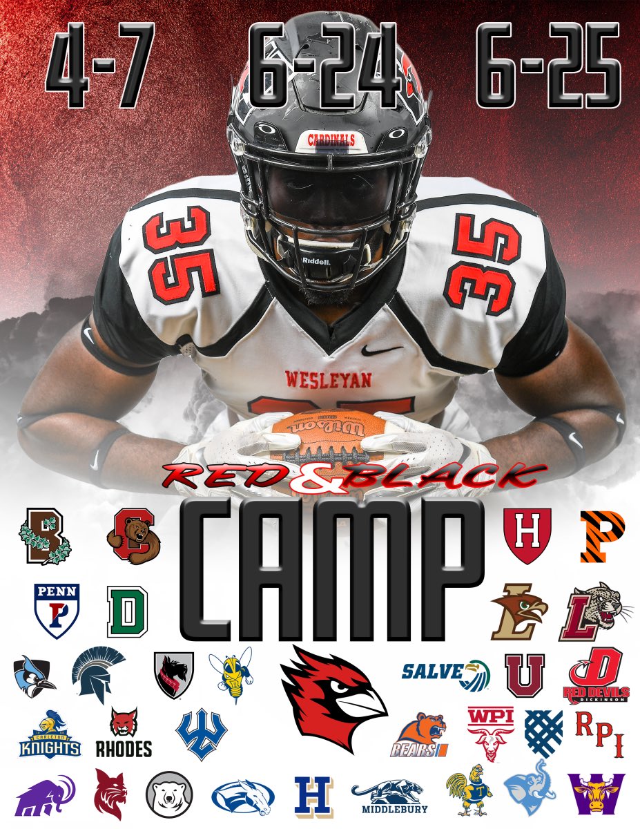 Thankful to visit Wesleyan University. I will be competing in the morning session of their Red and Black football camp tomorrow. @CoachDiCenzo @CoachSheeks @CoachLadas