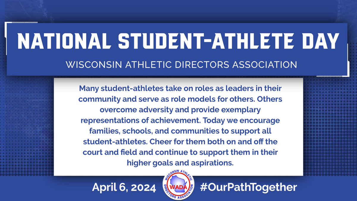 Today, we celebrate each and every student-athlete. Know that your participation in education-based athletics makes a positive impact in our schools and communities! #OurPathTogether #StudentAthleteDay