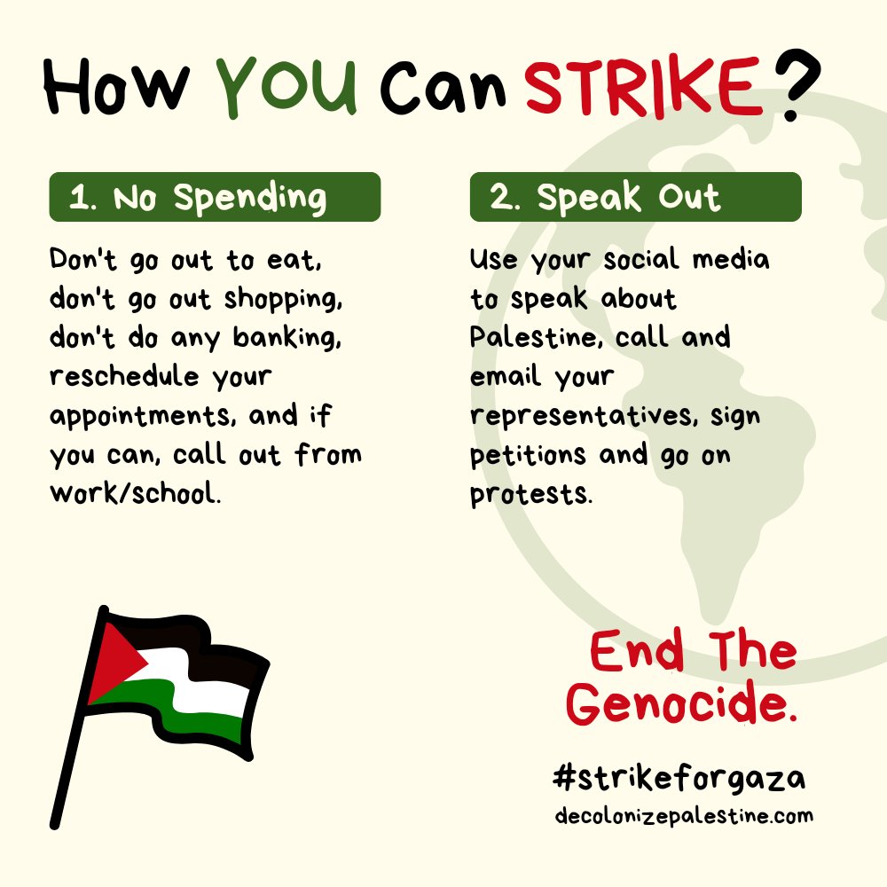 GLOBAL STRIKE ON APRIL 15TH Bisan has called for a global strike on the 15th, mark your calendars and spread the word. #StrikeForGaza