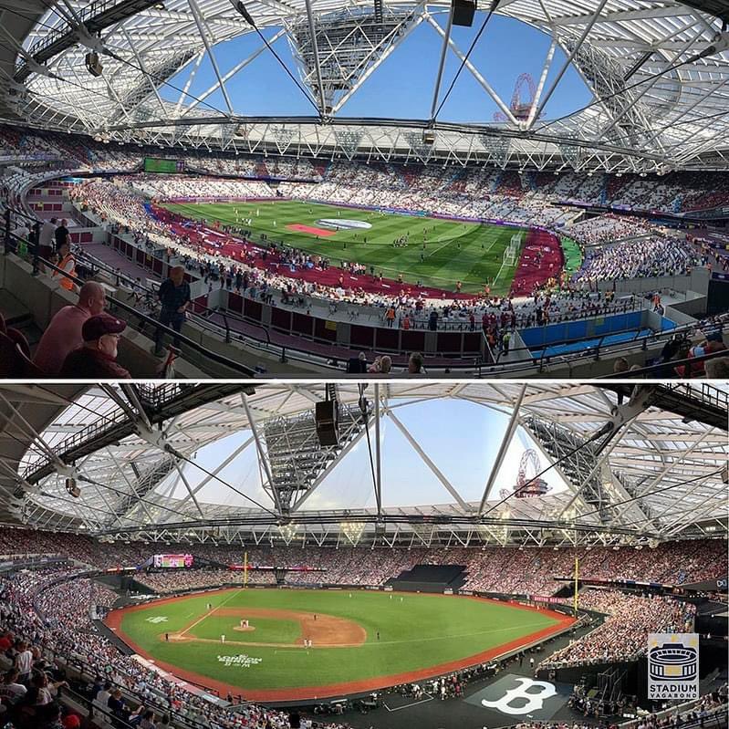London Stadium in 2019 for a match between West Ham & Leicester City and the London Series between the Boston Red Sox & New York Yankees. #londonstadium #WestHamUnited #COYI #westham #LondonSeries #redsox #yankees #mlb #cubs #cardinals #cards #chicagocubs #stlouiscardinals