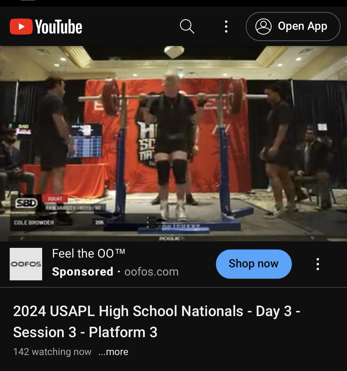 Shoutout to Cole Browder who is competing in the USAPL high school nationals weightlifting competition today in Louisiana