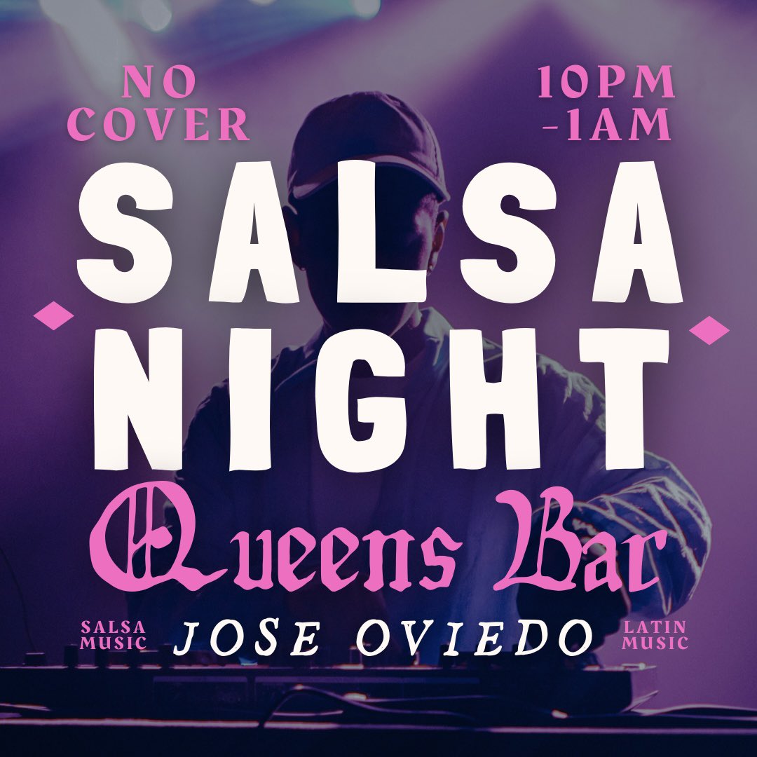 💃🏻 𝕾𝖆𝖑𝖘𝖆 𝕾𝖆𝖙𝖚𝖗𝖉𝖆𝖞 🕺🏻

Come out TONIGHT from 10:00pm-1:00am for live Salsa, Latin &amp; more with DJ Jose Oviedo 🎶

🎟️ 𝐍𝐎 𝐂𝐎𝐕𝐄𝐑