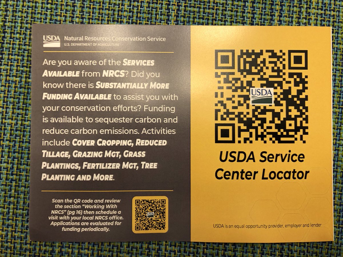 There are funds available from the Inflation Reduction Act for farmers and landowners in Ohio. Here’s the QR code to find the Natural Resource Conservation Service rep in your area to find out more! I’m gonna get details up on kripchak.com later this week.