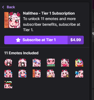 @lauritarpg She removed all the emotes from her channel. I saved this in case you need this as proof she had them up