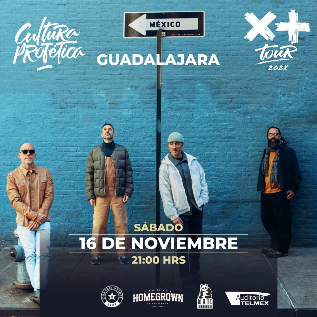 ¡Baja la tensión porque ya llego Cultura Profética a GDL! 🤩 La banda puertorriqueña de reggae en español llega al escenario del Auditorio TELMEX 🔥 📅 16 Nov | 🕗 21:00 hrs. 🎫 Boletos a la venta a partir del Lunes 08 de Abril en Ticketmaster y taquilla del Auditorio TELMEX