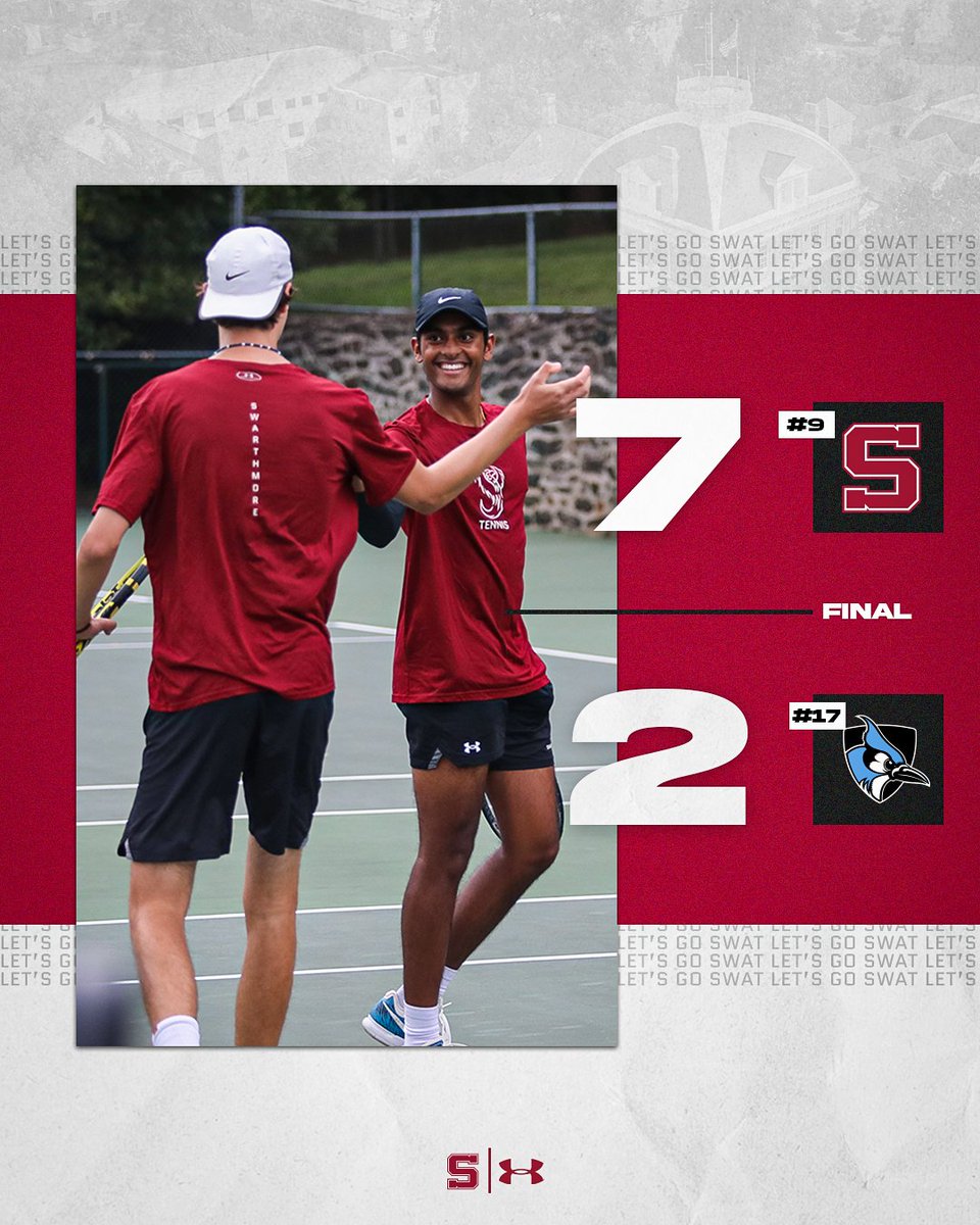 Men's tennis comes out on top in a rematch of last season's Centennial Championship 👏

The Garnet win at Johns Hopkins for the first time since 1985 as they pick up a massive victory over the No. 17 Blue Jays!