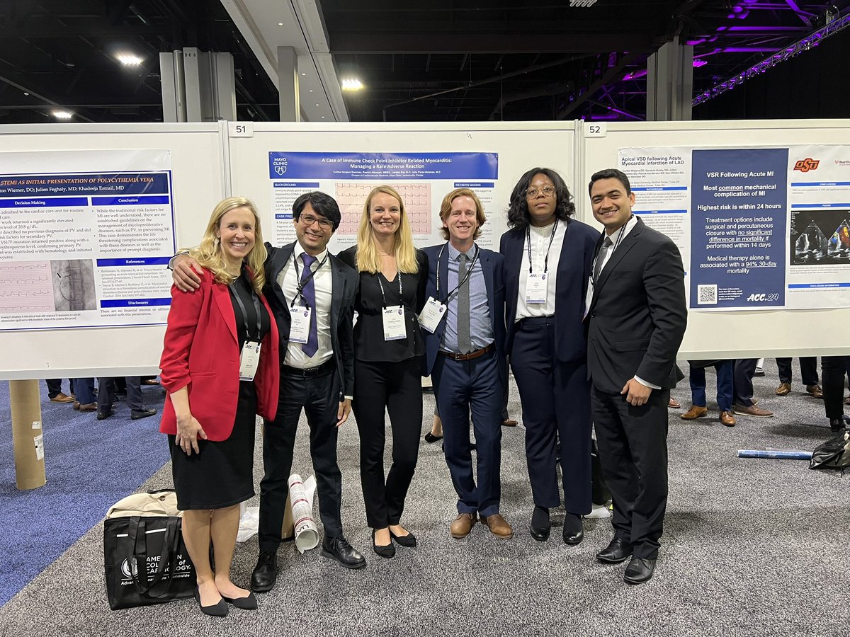 Fantastic showing by @MayoClinic Florida fellows at #ACC24! Congrats on all your excellent posters! T👏🏻👏🏻👏🏻The future of #Cardiology is bright☀️☀️@MayoClinicCV @CarlosVergaraMD @BrianShapiroMD @DemiladeMD