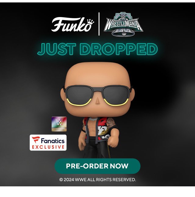 Fanatics exclusive Pop! WWE The Rock™ 'Final Boss' is here! Available at #WWEShop NOW! #FunkoPop #WWE #WrestleMania 🛒: bit.ly/43QQDrX
