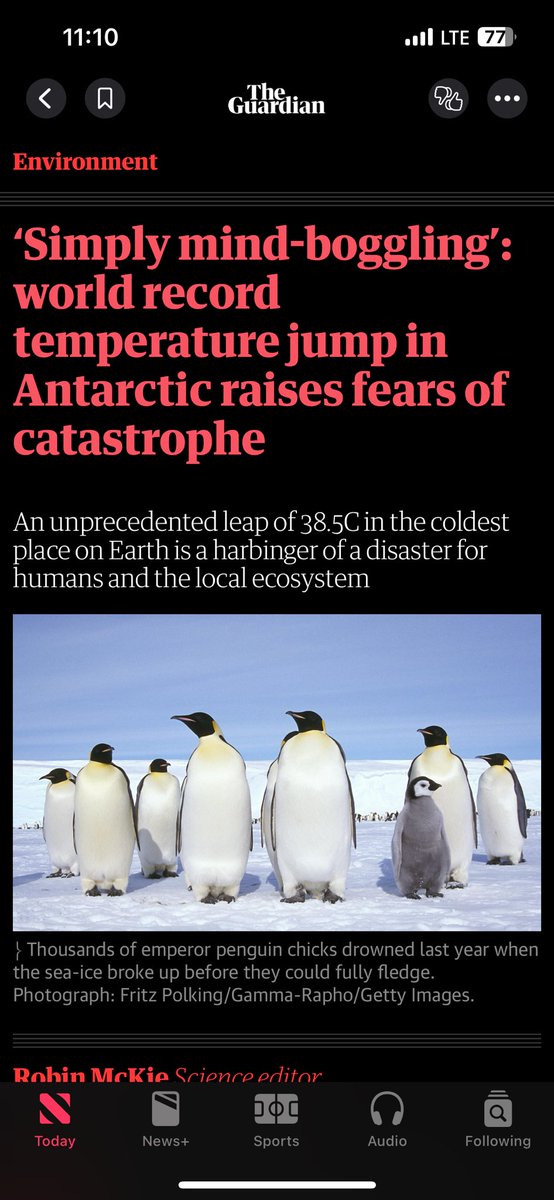 Whether we choose to look and acknowledge it or not, reality marches along. It’s high time to throw everything we have at saving everything we can, to ensure a livable future for us and the many other creatures we share this planet with. apple.news/AdvCrdilGTOSoI…