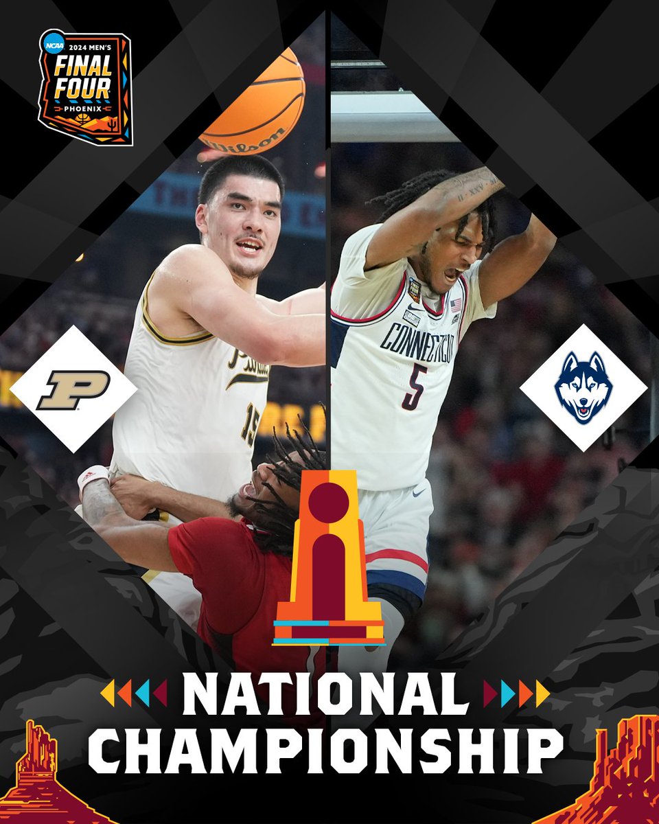 The #NationalChampionship is SET! (1) @BoilerBall 🆚 (1) @UConnMBB 📆 Monday, April 8 ⏰ 9:20 PM ET 📺 TBS #MFinalFour