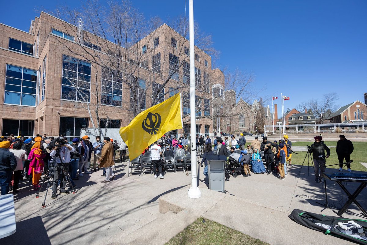 Today, the community gathered in Ken Whillans Square at Brampton City Hall for a flag raising ceremony to recognize Sikh Heritage Month in #Brampton. Together, we stand in solidarity with our Sikh community, embodying the spirit of unity and respect.