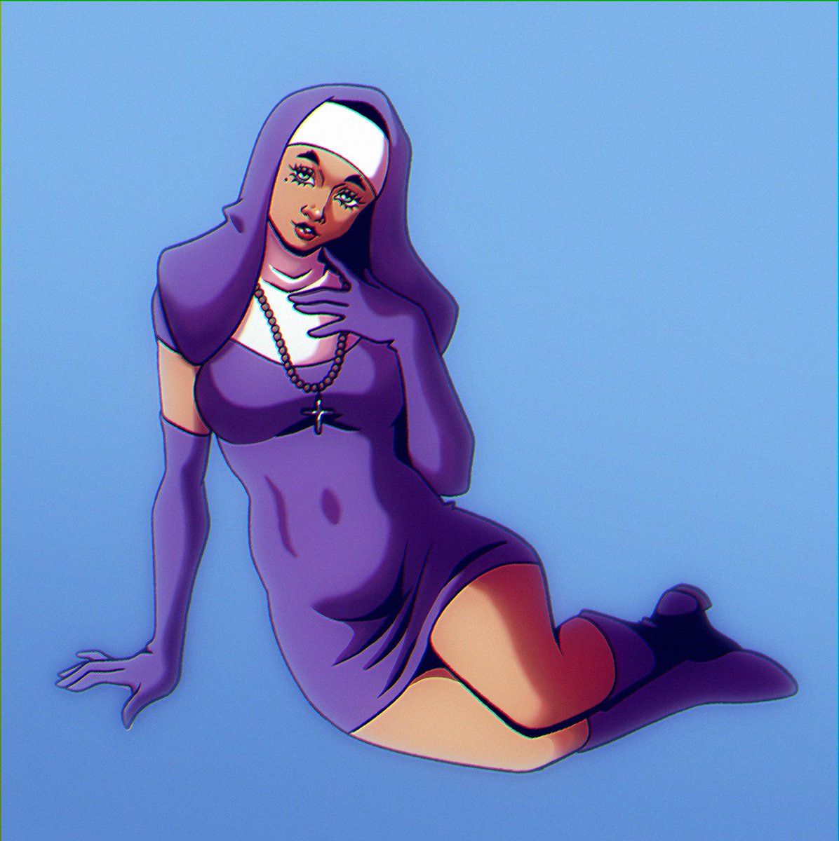 Drew a cute nun cause Twitter can't dictate others what and what not do draw. #art #nun #anime #animegirl
