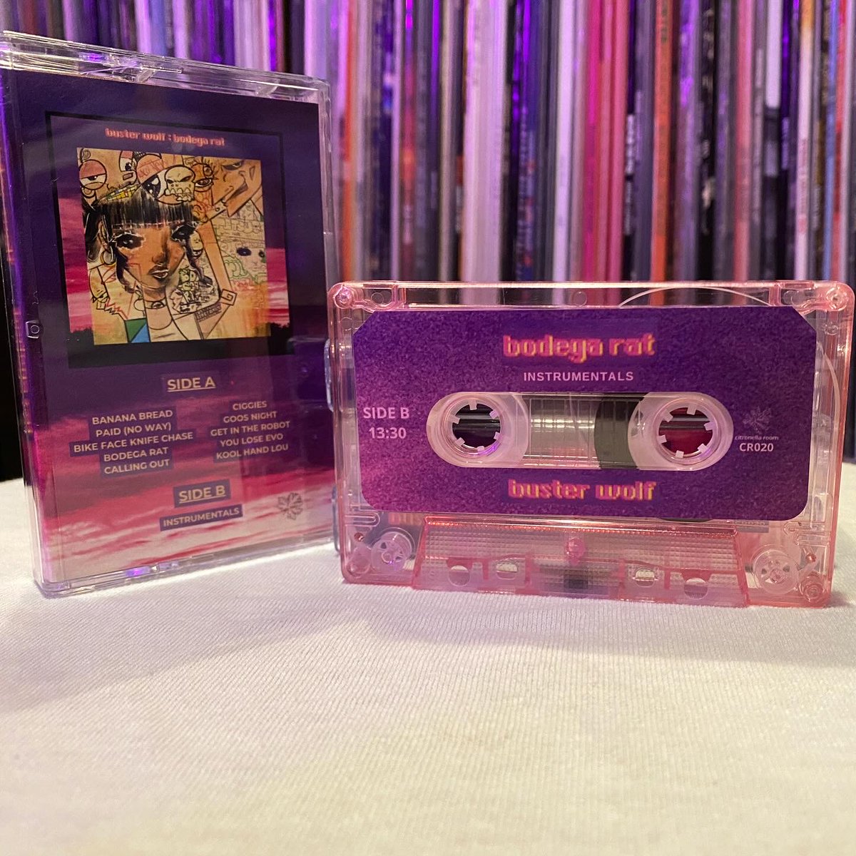Thanks to those who picked up a copy of Bodega Rat, the latest album from @busterwolfmusic. It's available as a limited edition pink tint cassette, and is streaming everywhere. For fans of underground hip-hop, weed, video games, and anime. bit.ly/43S5wdM