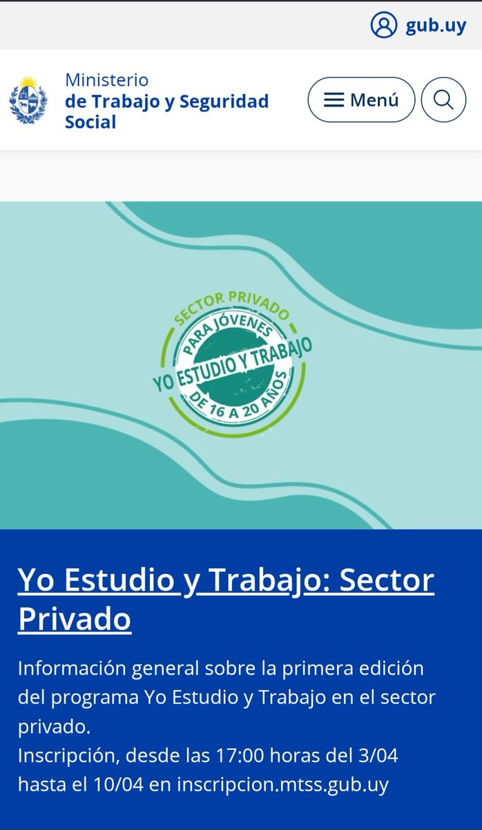 andresprati400's tweet photo. Presente en el lanzamiento del Programa Yo Estudio y Trabajo del @MTSSuy . Primera experiencia laboral para jóvenes entre 16 y 20 años que estudian. @LuisLacallePou @AlvaroDelgadoUy @CarlosAlbisu @Lista400Salto https://t.co/AKHjS36Ht9