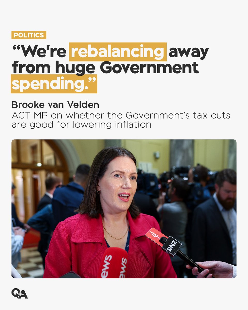 When asked if offering tax cuts is in the best interests of lowering inflation, ACT's Brooke van Velden says 'you can have both' if Govt lowers its spending to allow taxpayers to keep more of their money. Watch her full interview: youtube.com/watch?v=pSU35s…
