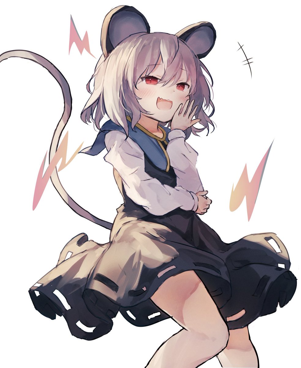 nazrin 1girl solo blush smile open mouth short hair simple background  illustration images