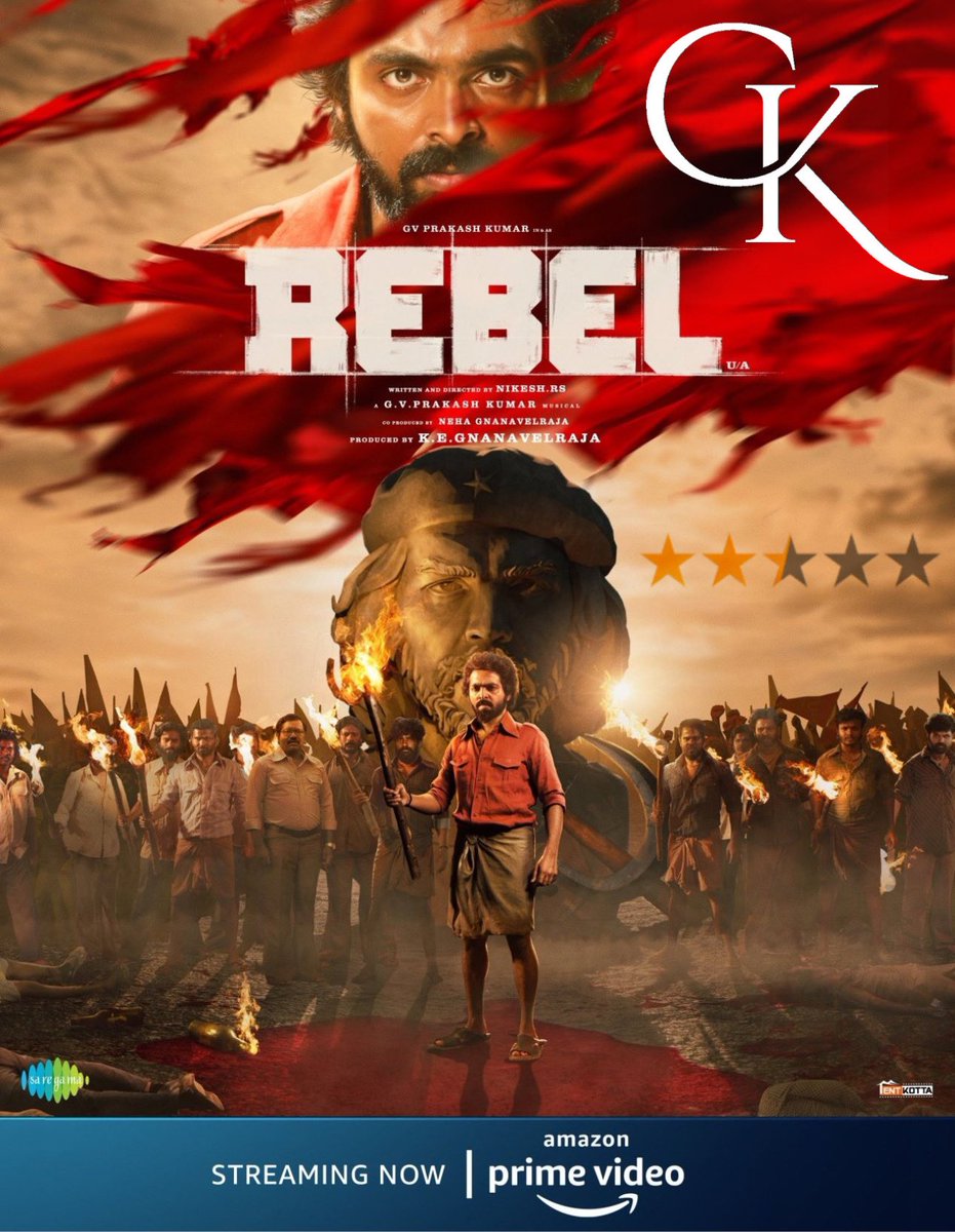 #Rebel (Tamil|2024) - AMAZON PRIME. Powerful Content, Sluggish Writing. GV ok. Karunas’s character sketch gud. Mamitha Baiju wasted. Usage of old classic songs beautiful. Ok 1st Hlf; But 2nd Hlf tests patience. Though thr r emotional seq, Couldnt connect to any. BELOW AVERAGE!