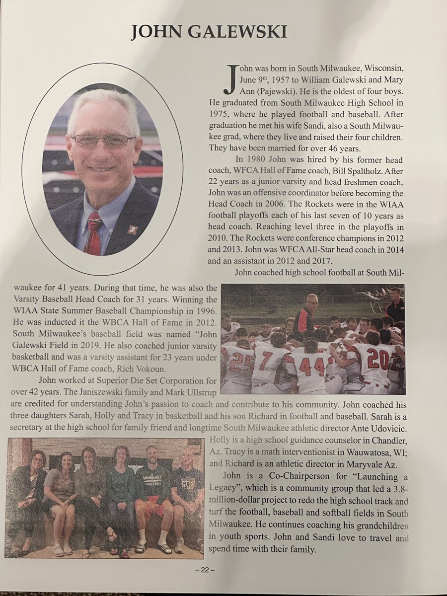 Former South Milwaukee coach John Galewski joins the WFCA Hall of Fame in 2024.