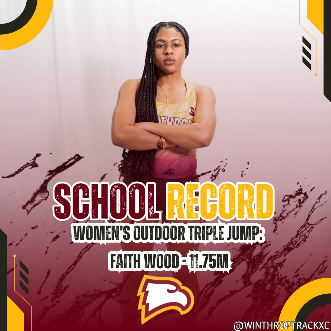 🚨𝐒𝐜𝐡𝐨𝐨𝐥 𝐑𝐞𝐜𝐨𝐫𝐝🚨 

Faith Wood turned in a school record in the triple jump!!! This highlighted 11 top eight finishes for the Eagles over the weekend at the VertKlasse Meeting!!!

This broke Tomeika Banks record from 21 years ago of 11.67!!!

#ROCKtheHILL
