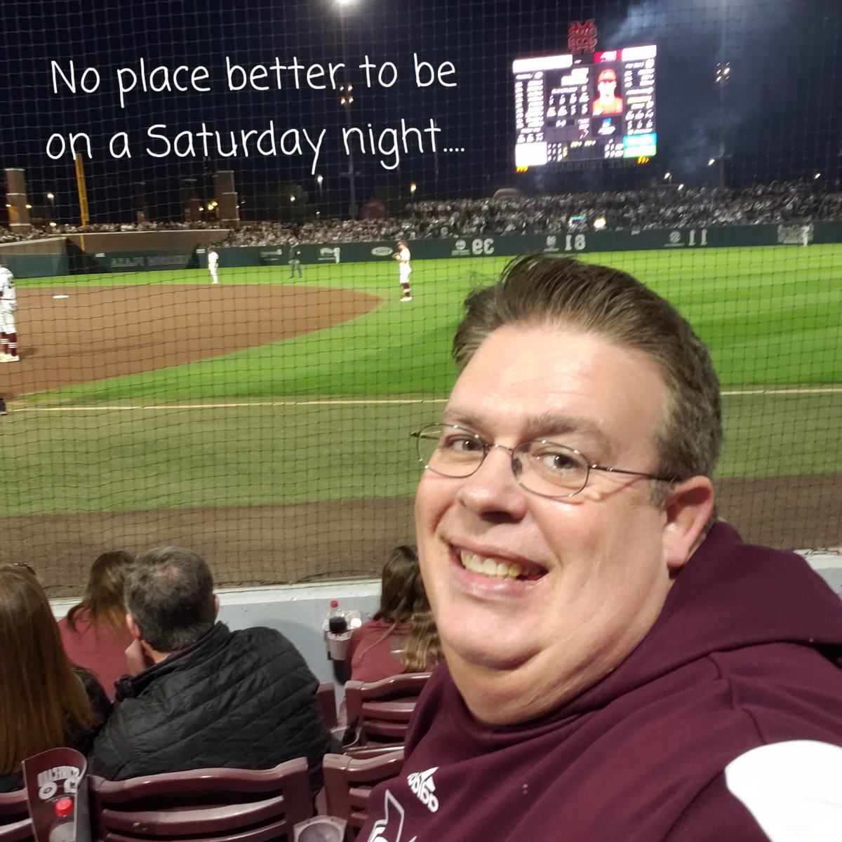 Hawk1_msu's tweet image. Back in my happy place for Bulldog baseball... #HailState #RocktheDude