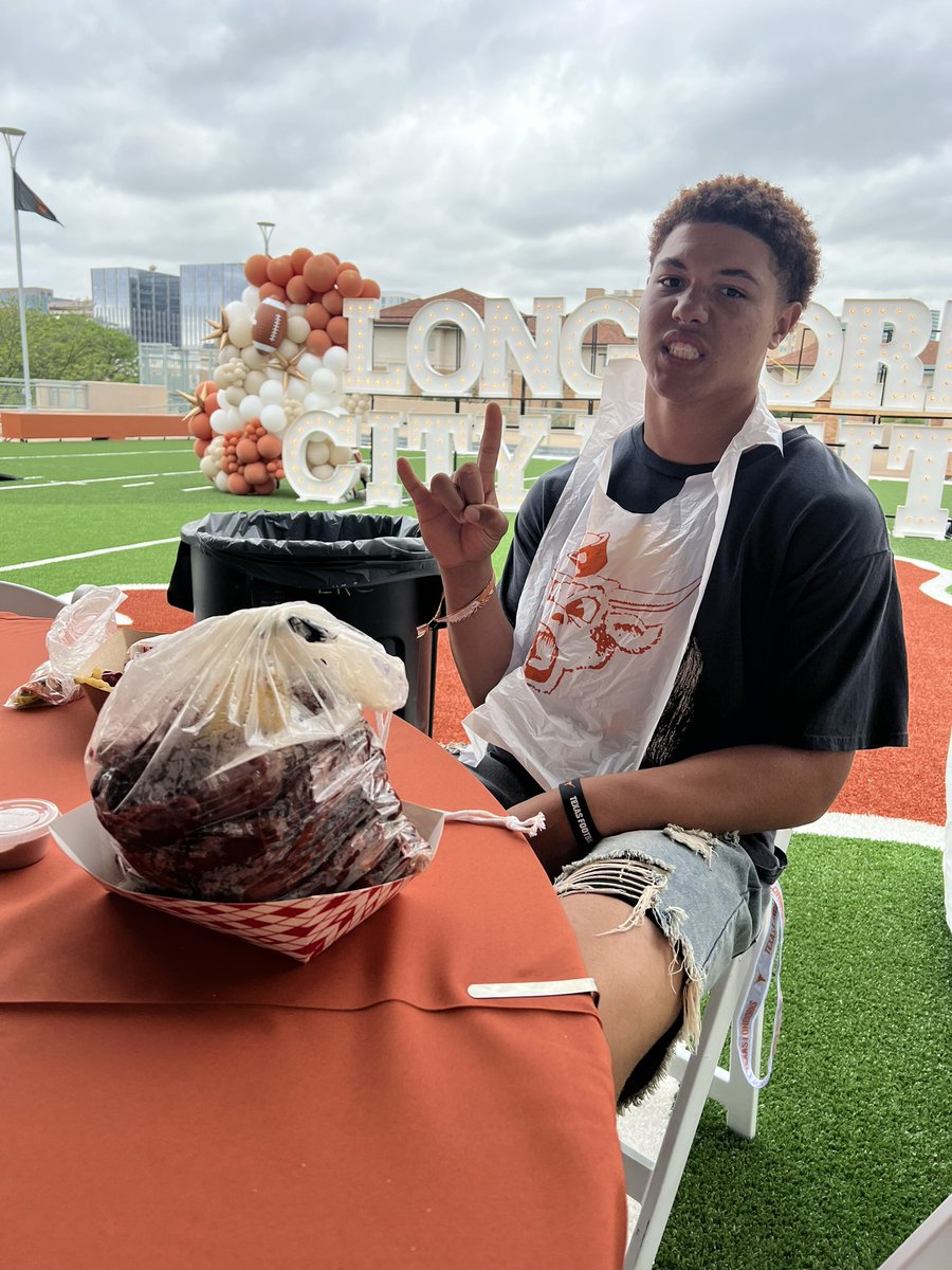 Thank you @TexasFootball @TexasRecruiting for the invite to Spring practice and the hospitality at the Longhorn City Limits Crawfish 🦞 boil! Thank you to @CoachSark @CoachJeffBanks @CoachK_FBCoach @Coach_TJoseph for taking the time to talk to me today! #ALLGASNOBRAKES #HookEm…