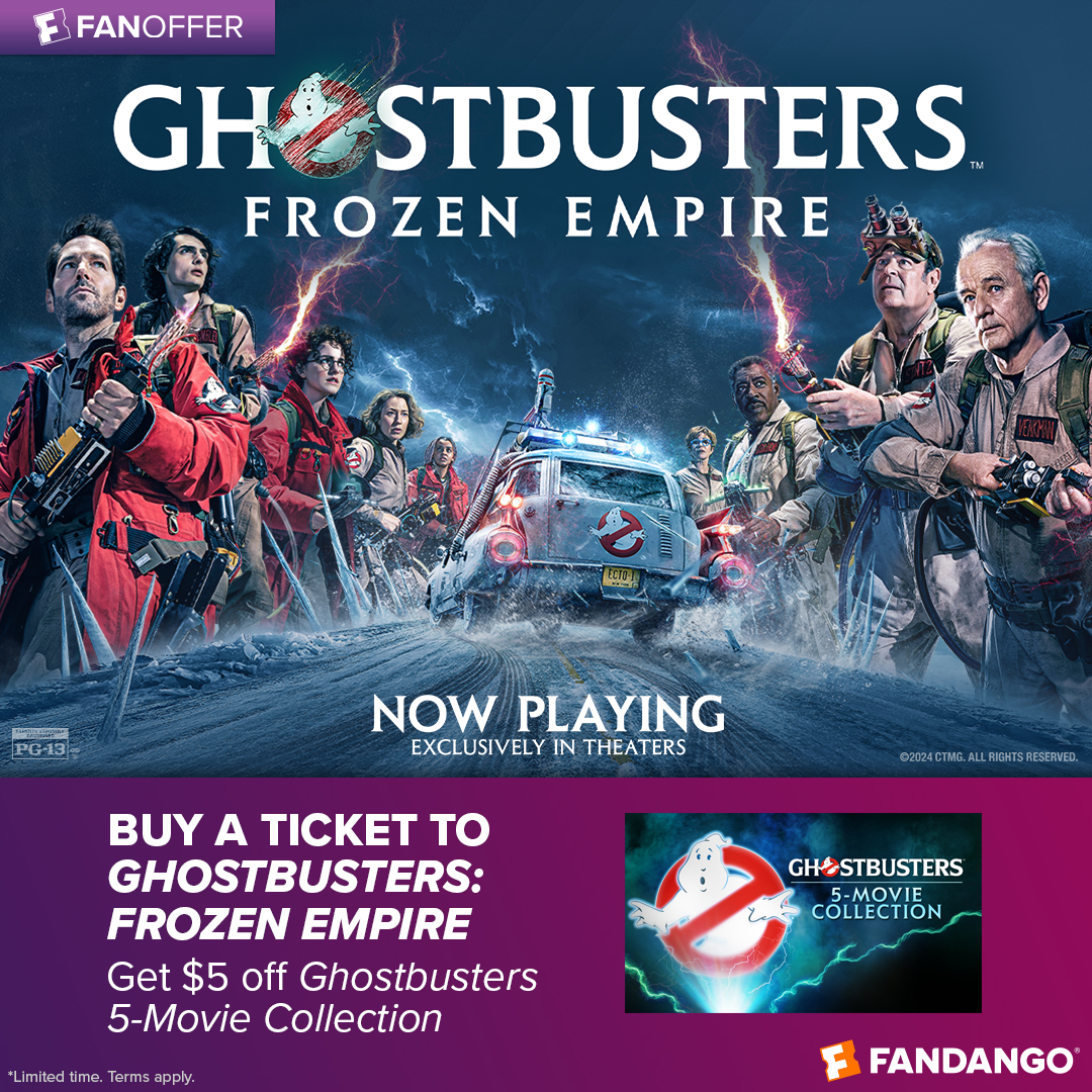 Buy a ticket to #GhostbustersFrozenEmpire and get the Ghostbusters 5-movie Collection for $5 off on Fandango at Home! See more here👇 fandan.co/GhostbustersSp…