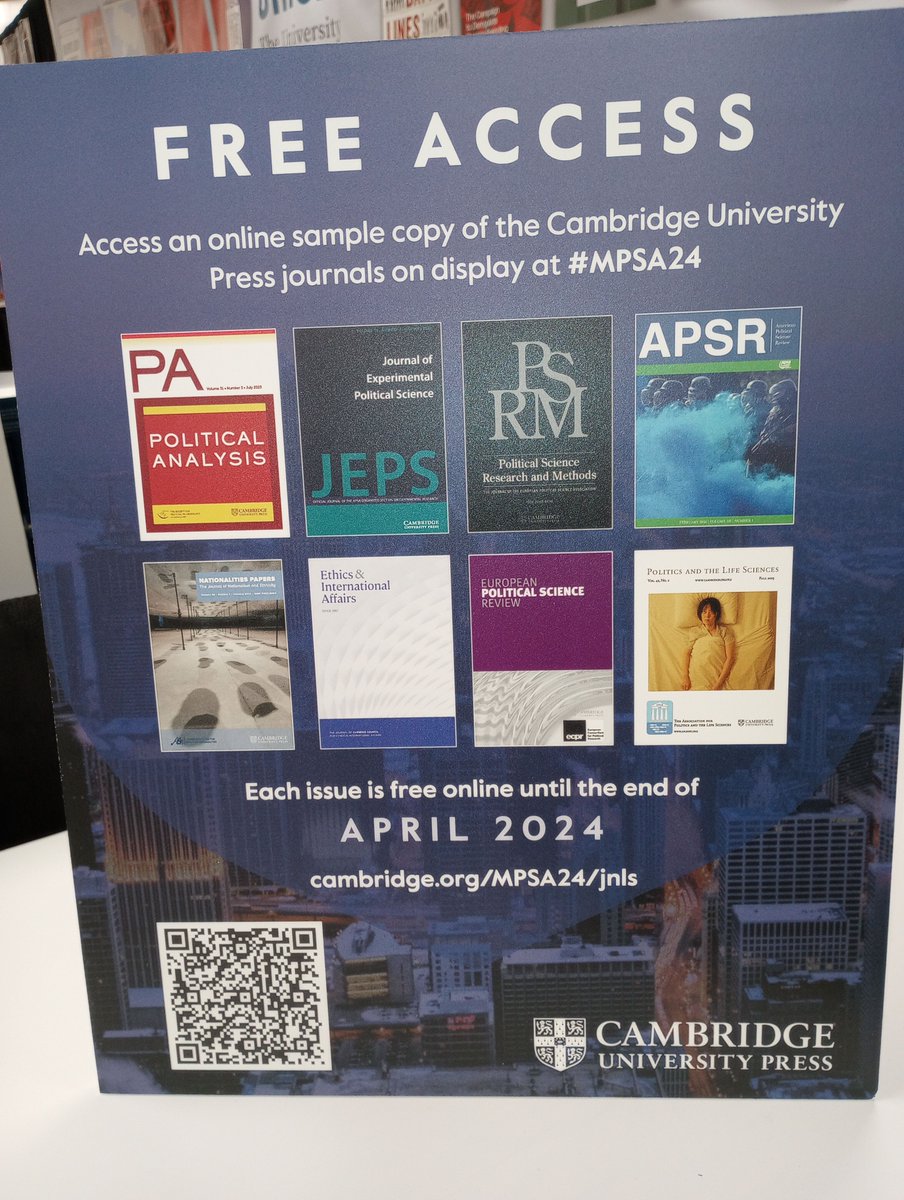 Politics&LifeSciences (@plsjournal) on Twitter photo PLS @ #MPSA2024: Thanks <a href="/CUP_PoliSci/">Cambridge University Press - Politics</a> for featuring PLS and giving free access to issues until the end of April. PLS @ #MPSA2024: Thanks <a href="/CUP_PoliSci/">Cambridge University Press - Politics</a> for featuring PLS and giving free access to issues until the end of April.