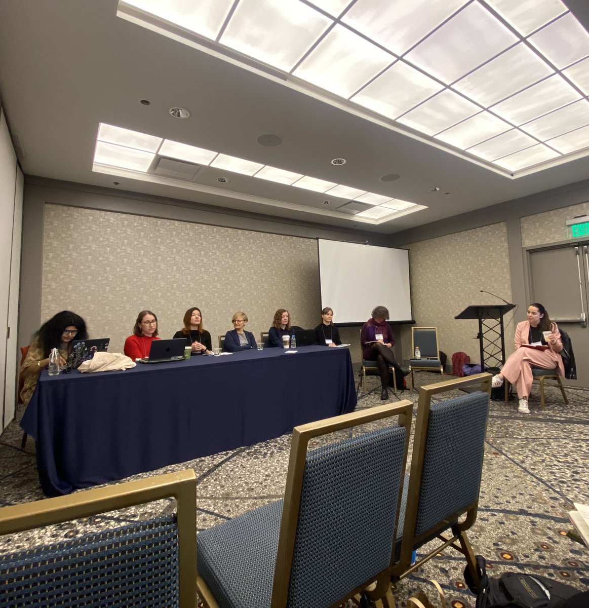 Dream come true: all this sensitive & smart feminist excellence in one room, trying to think how we can hold multiple conversations at the same time in the face of Russia’s aggression #ISA2024 @KrulisovaKatka @MilaOSullivan @MarynaShevtsova @swatipash @ATRWibben @b_santoire