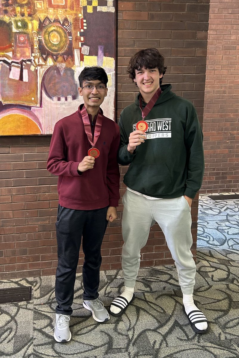 GWmath's tweet image. Congratulations to the Glenbard West Mathletes who competed at the state meet today. Ishaan Gupta and Dylan Gasaway took 6th place in the Jr/Sr 2-person competition. GO WEST!