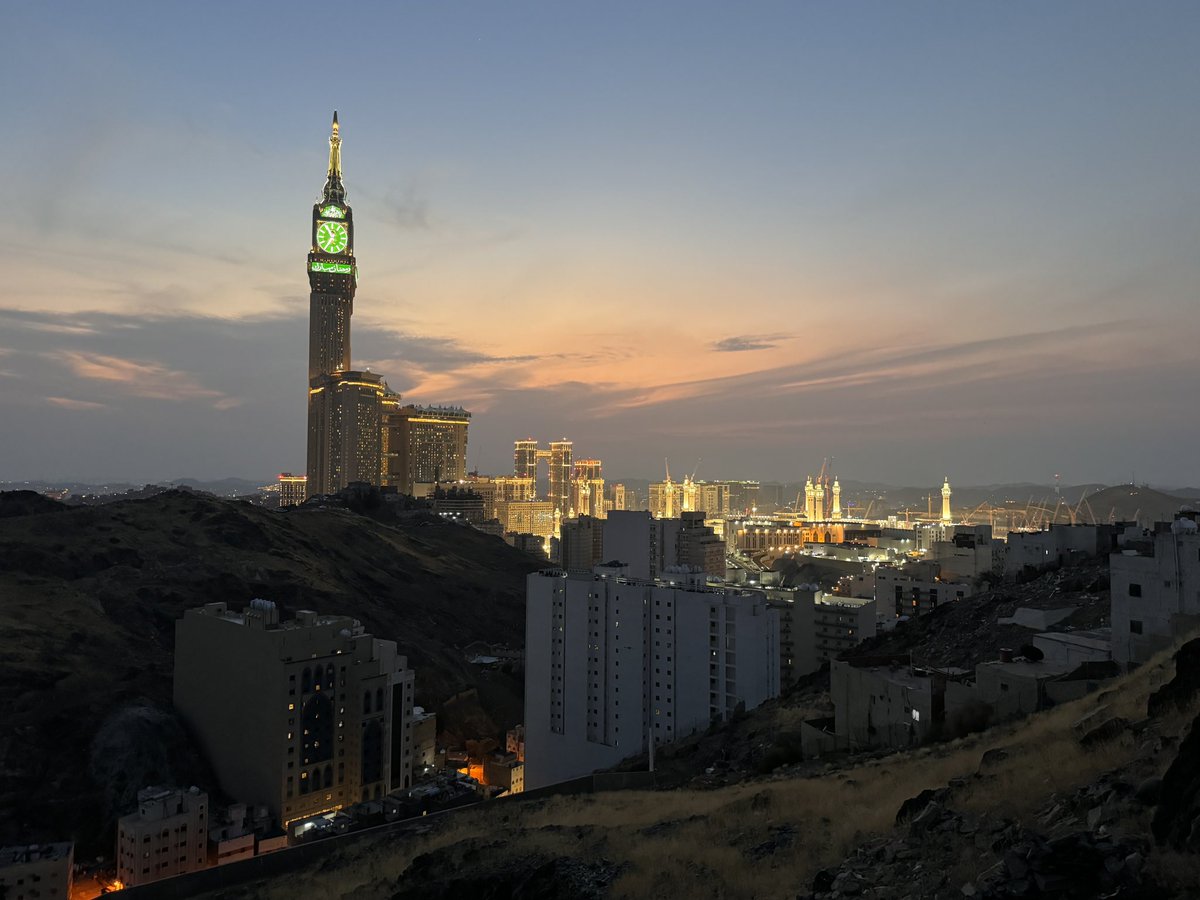 Mesmerising view of Makkah tower from Jabal e Khandamah view point.