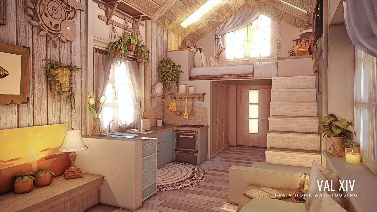 val__ffxiv's tweet photo. [S] Tiny Boho 🌿🌞 - Felt like something different and cozy with lots of neutrals, natural light and plants all fitted into a tiny house. More pics below!

#FFXIVHousing #FinalFantasyXIV #hgxiv #ff14 #ff14ハウジング #FFXIV #HousingEden https://t.co/qXEKCxzq8S