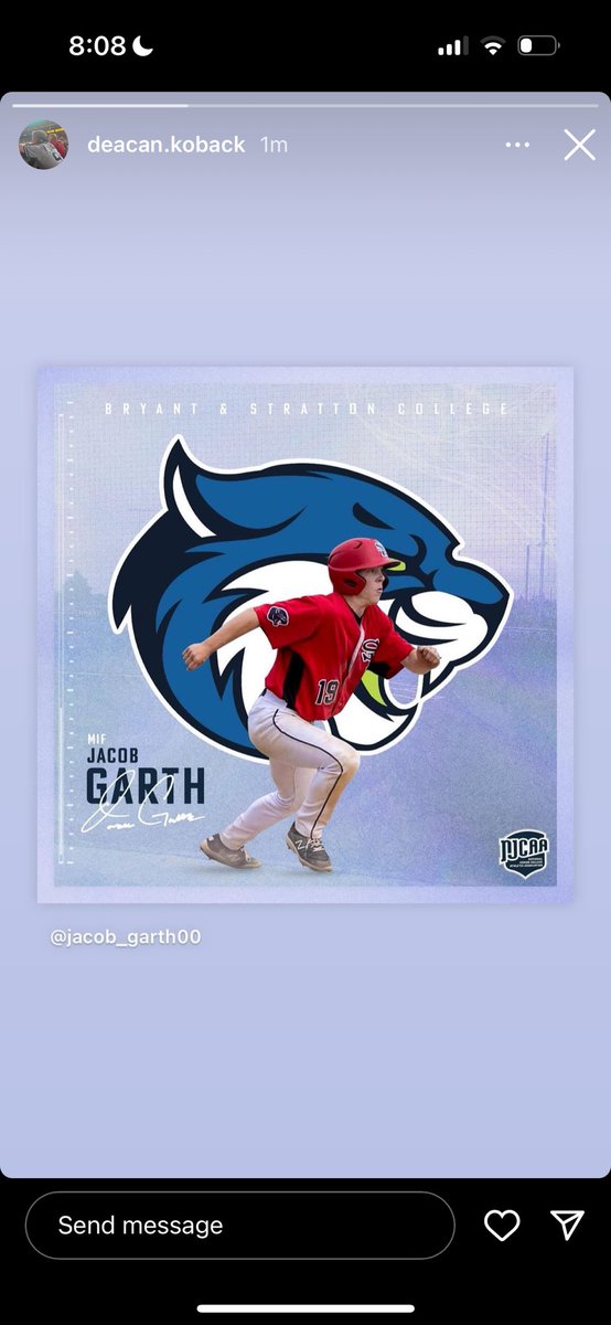 Jacob Garth (@jacobgarth18) on Twitter photo I would like to announce my commitment to Bryant & Stratton College. I would like to thank Coach <a href="/AlexTomter/">Alex Tomter</a> and Coach Brown for giving me this opportunity. I would also like to thank my family, friends and <a href="/jbaclutch/">JBA Clutch Baseball & Softball</a> for letting me play the game I love. I’m proud to be a Bobcat! I would like to announce my commitment to Bryant & Stratton College. I would like to thank Coach <a href="/AlexTomter/">Alex Tomter</a> and Coach Brown for giving me this opportunity. I would also like to thank my family, friends and <a href="/jbaclutch/">JBA Clutch Baseball & Softball</a> for letting me play the game I love. I’m proud to be a Bobcat!