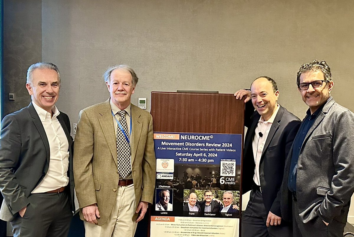Michele Tagliati (@mtagliati960) on Twitter photo The Movement Disorders 2024 #cme #course, endorsed by the International Movement Disorder Society, was back in #Detroit today.
<a href="/PeterLewitt/">Peter Lewitt</a> co-chaired a rich #curriculum including #lectures by <a href="/AlbertoEspay/">Alberto J Espay</a>, <a href="/mtagliati960/">Michele Tagliati</a> and <a href="/torticollis/">torticollis</a>
Next #meeting in #Minneapolis on June 1! The Movement Disorders 2024 #cme #course, endorsed by the International Movement Disorder Society, was back in #Detroit today.
<a href="/PeterLewitt/">Peter Lewitt</a> co-chaired a rich #curriculum including #lectures by <a href="/AlbertoEspay/">Alberto J Espay</a>, <a href="/mtagliati960/">Michele Tagliati</a> and <a href="/torticollis/">torticollis</a>
Next #meeting in #Minneapolis on June 1!