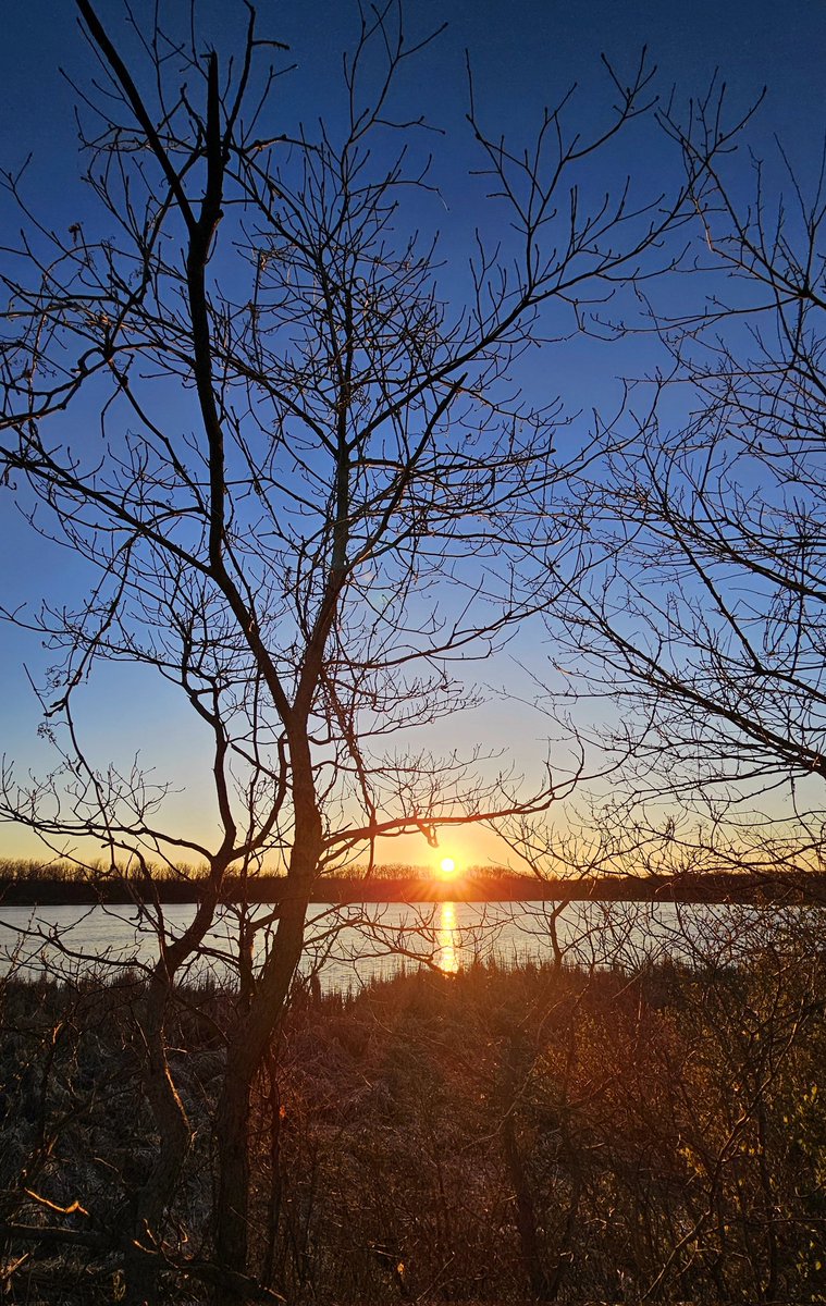 Sunset this evening from the trails of Wolf Lake State Fish Hatchery, near Kalamazoo, Michigan