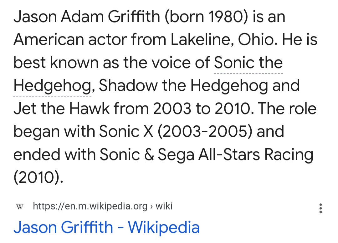 I've made a mistake.
My latest post talked about how the name "Jason" wouldn't be memorable as one's mind is filled with Shadow the Hedgehog, however that would be wrong as Shadow is voiced by Jason Griffith.
I'm terribly sorry and I promise it won't happen again.