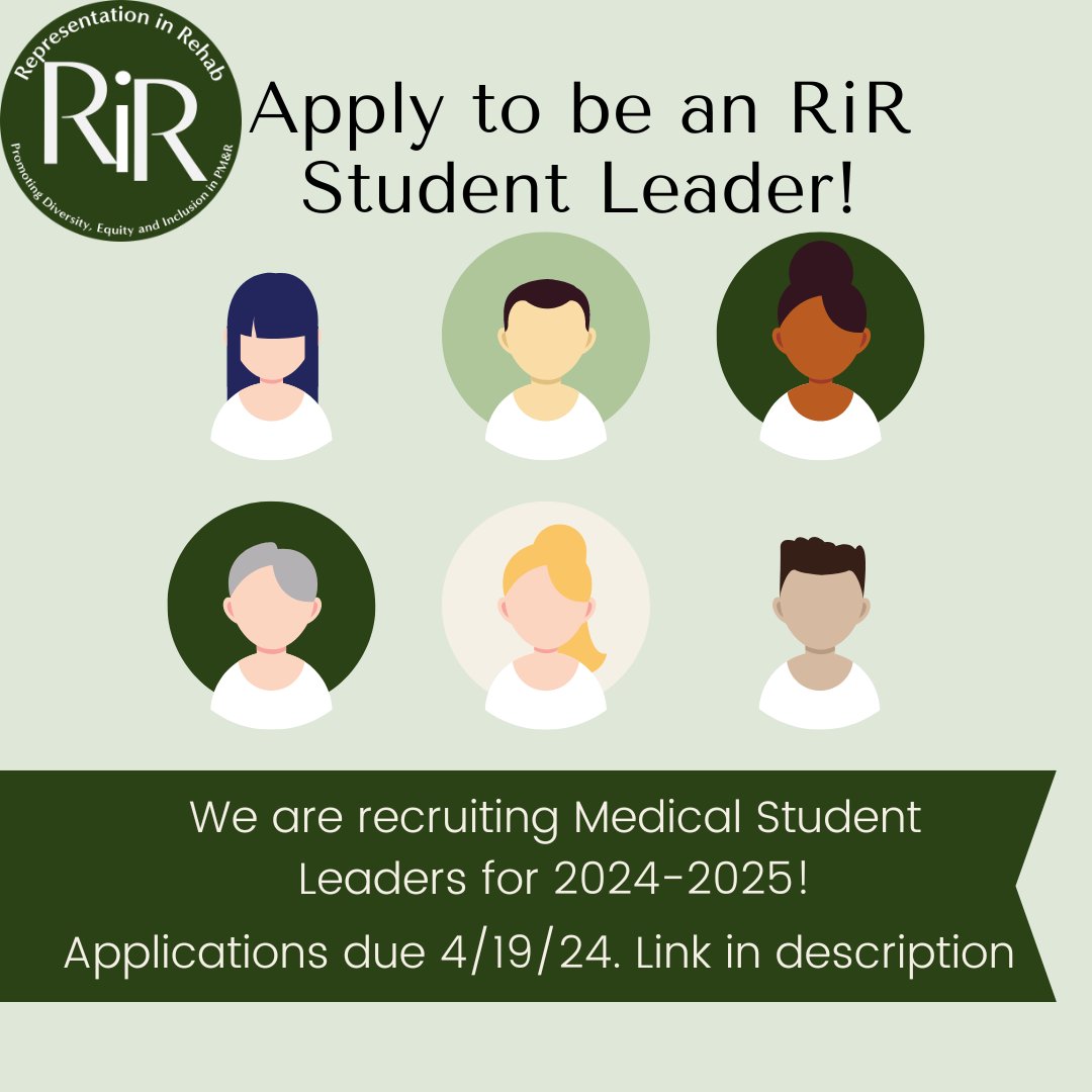 Applications are now open for Representation in Rehab student leaders for the upcoming academic year! Student leaders run our four committees: Research, Mentorship, Outreach, and Media. Apply here by 4/19: form.jotform.com/221057151122036