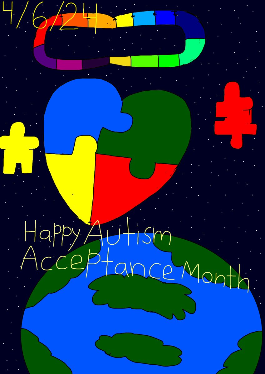 Today is Autism Acceptance Month I'm Autistic and I'm Smart Everyone in The World on The Autism Spectrum #AutismAcceptanceMonth #Autism #April #Spring #Brittany8895 #AutismAcceptanceMonth2024 #Fanart #MyFanart #Medibang #MedibangPaint #MedibangPaintPro #MedibangPro #MedibangArt